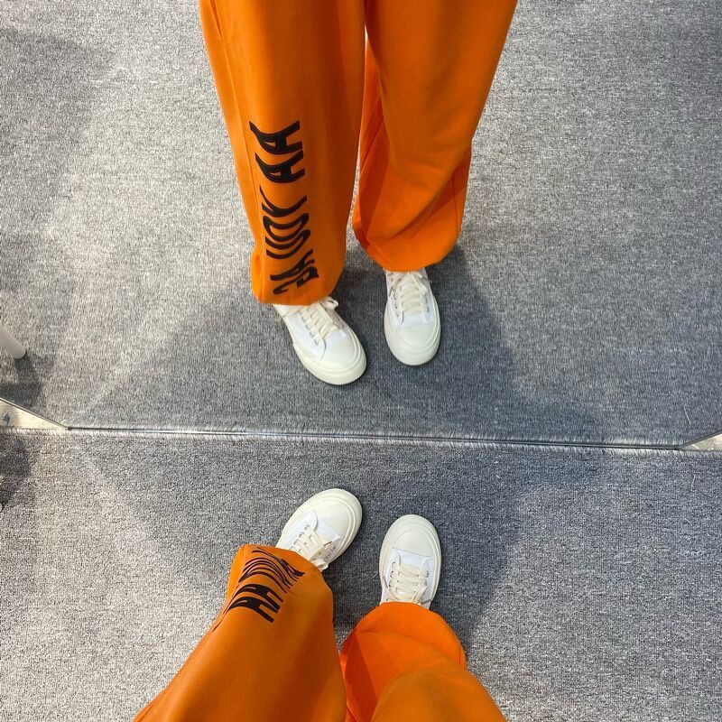 Quần Thể Thao Ống Rộng Lưng Thun Rút Dây Phong Cách Hip Hop Cho Nữ