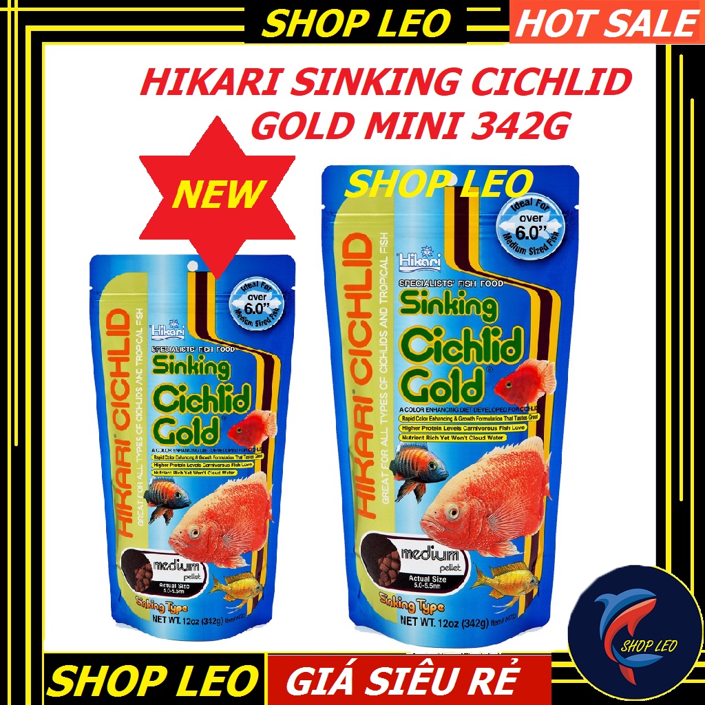 Thức ăn cá HIKARI SINKING CICHLID GOLD Medium 342G - cám hồng két, ali, tai tượng, la hán-thức ăn cá cảnh-shopleo