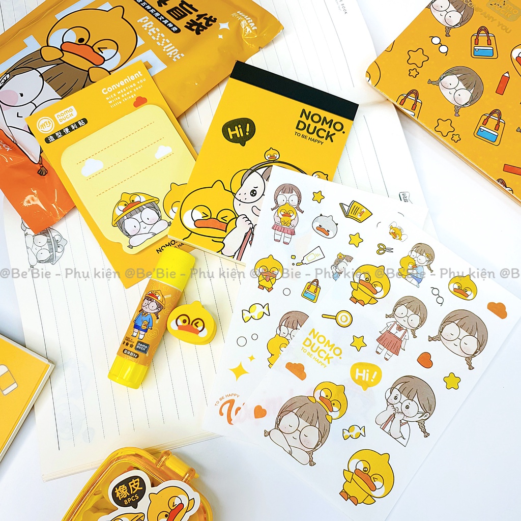 Set túi dụng cụ học tập hình vịt vàng warm dễ thương BeBie - BP527