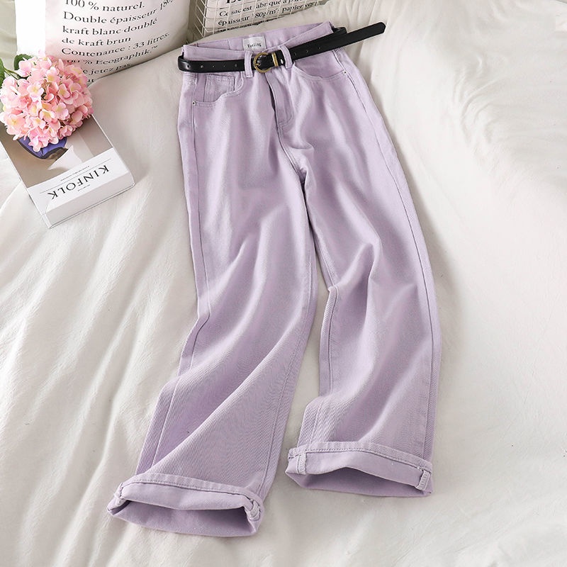 Purple High Waisted Wide-Length Jeans Autumn/Winter New Arrivals For Women
