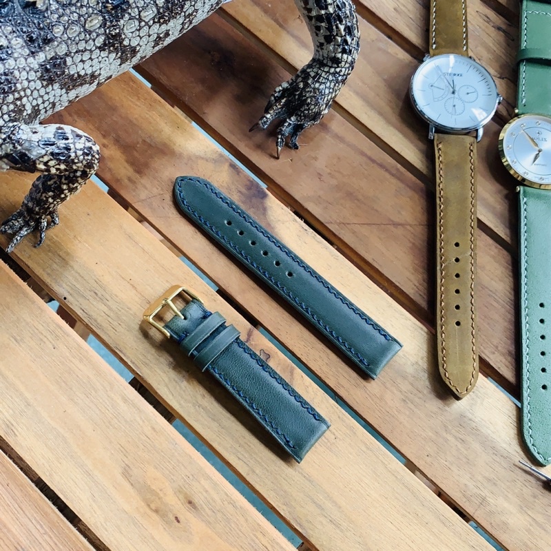 Dây da đồng hồ, da bò sáp vintage khâu tay mềm mỏng ôm tay