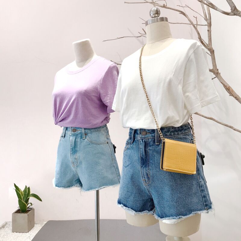 Áo thun cổ tròn form vừa MIEU - HA02_Trắng