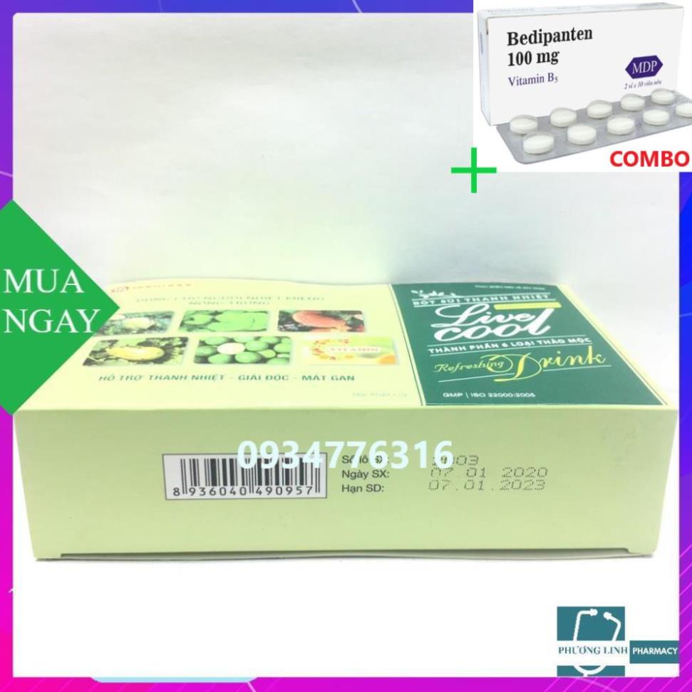 Combo Bedipanten 100mg +  Live Cool bột sủi thanh nhiệt hộp 10 gói