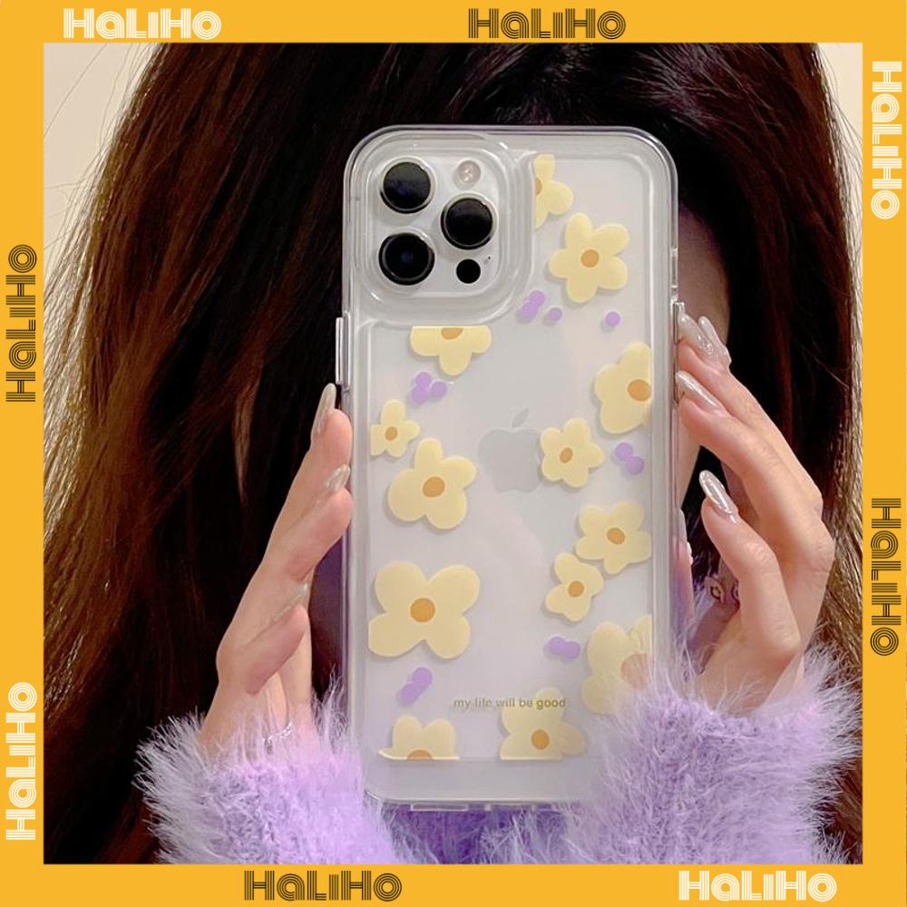 iPhone Case Clear Case Soft Thick TPU Shockproof HD Super Transparent Protection Camera Plating Button Purple Flower For iPhone 13 Pro Max iPhone 12 Pro Max iPhone 11 iPhone 7Plus