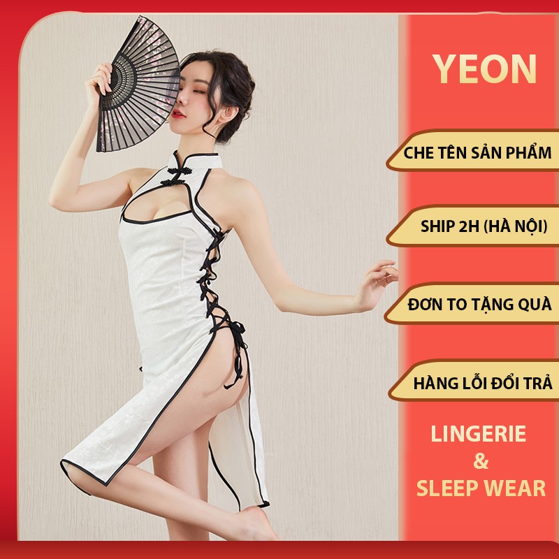 Cosplay Sườn Xám - Bộ đồ cosplay sườn xám nhung hở vai sexy gợi cảm - Set sườn xám thêu hoạ tiết | BigBuy360 - bigbuy360.vn