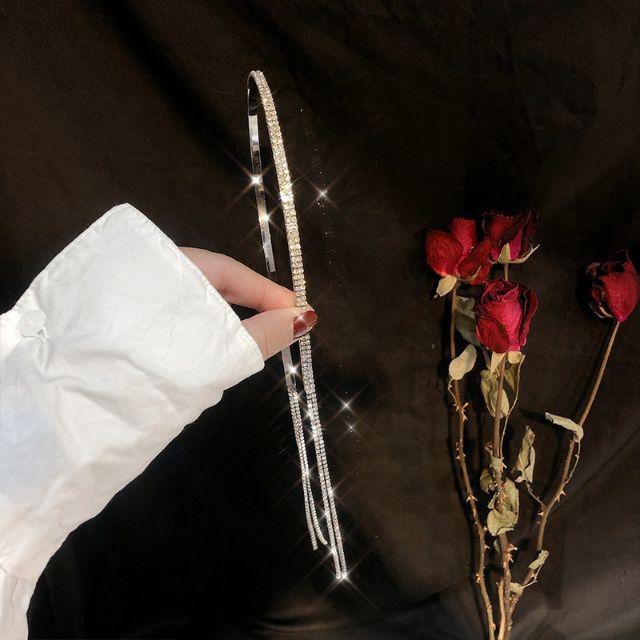 ✨ Bờm tóc Địch Lệ Nhiệt Ba đính đá pha lê tua rua lấp lánh sang chảnh