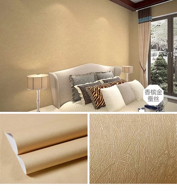 10m giấy dán tường sợi vân nổi 3d đủ màu keo sẵn khổ 60 cm