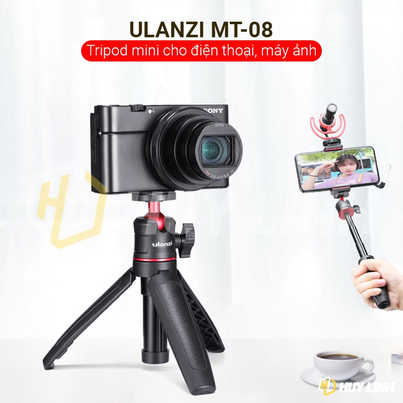 Tripod Mini Ulanzi MT 08 Extension - Chân máy mini cầm tay cho máy ảnh, điện thoại + tặng kèm ngàm chữ U
