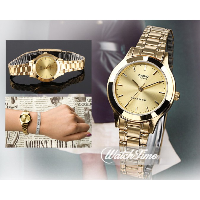 Đồng hồ chính hãng casio Anh Khuê - MTP-1128N-9ARDF - dây thép - mạ vàng - có tem chống hàng giả