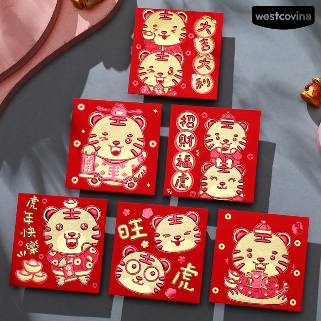 Set 6 bao thư giấy 2022 họa tiết hoạt hình cho trẻ em