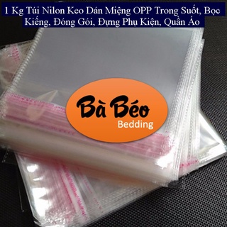 1 kg túi nilon keo dán miệng opp trong suốt, bọc kiếng, đóng gói, đựng phụ kiện, quần áo