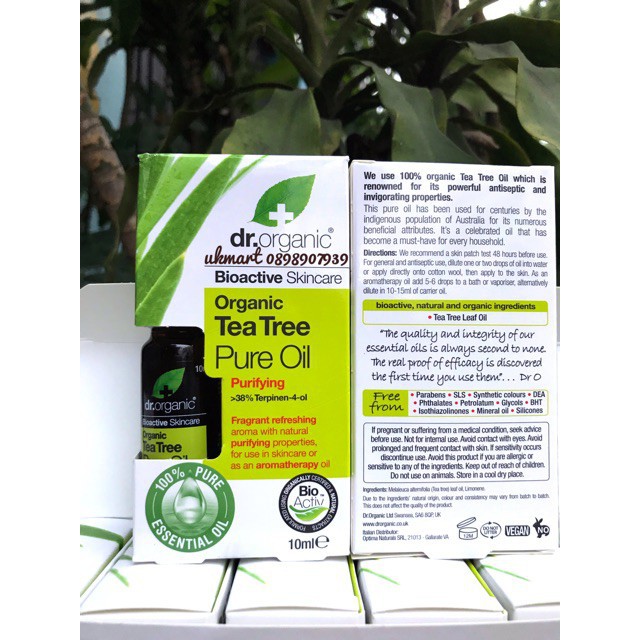 EAGER  Tinh Dầu Tràm Trà Hữu Cơ Dr. Organic Tea Tree Oil 10ml