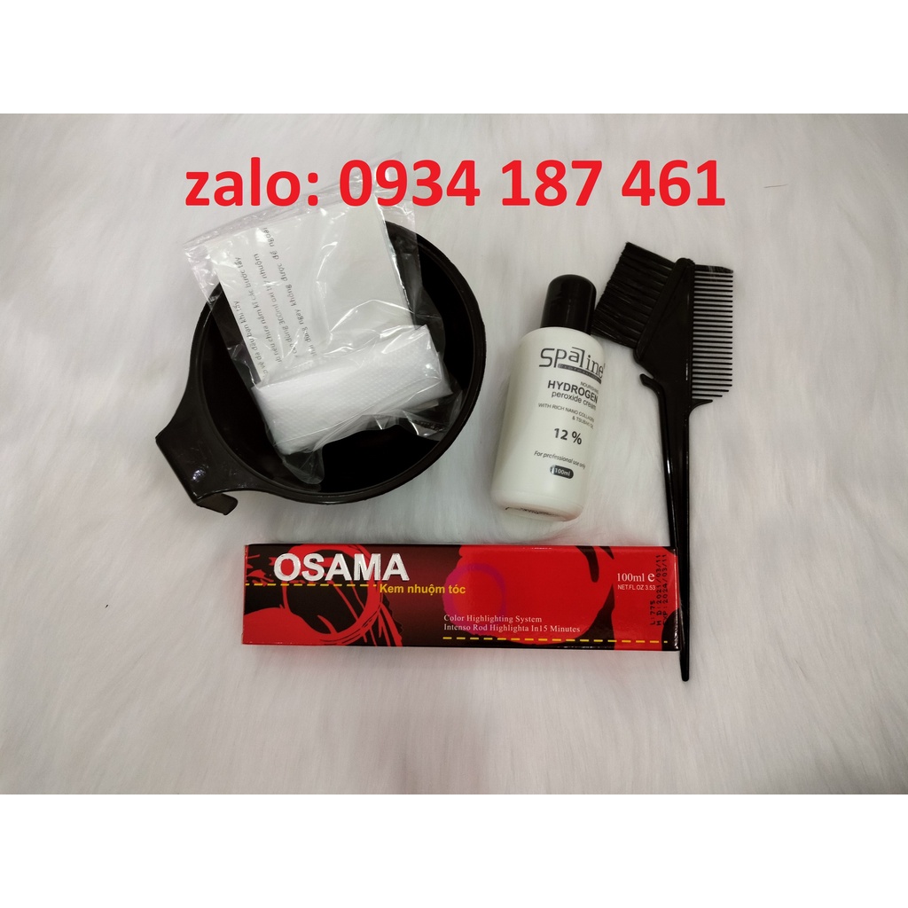 Combo màu nhuộm Osama+100ml oxy+lược+chén nhuộm+bao tay và hướng dẫn sử dụng