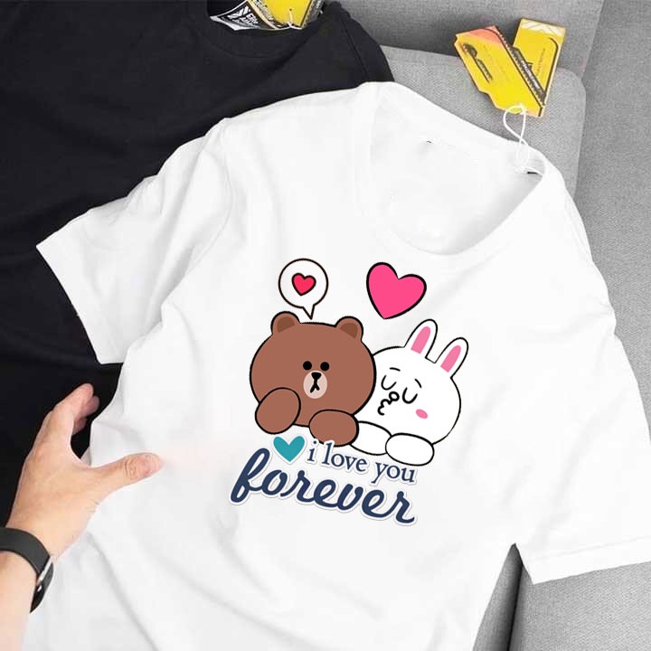 Áo phông dán hình thỏ cony và gấu brown chất dễ thương ,hàng mẫu mới siêu hot - e63