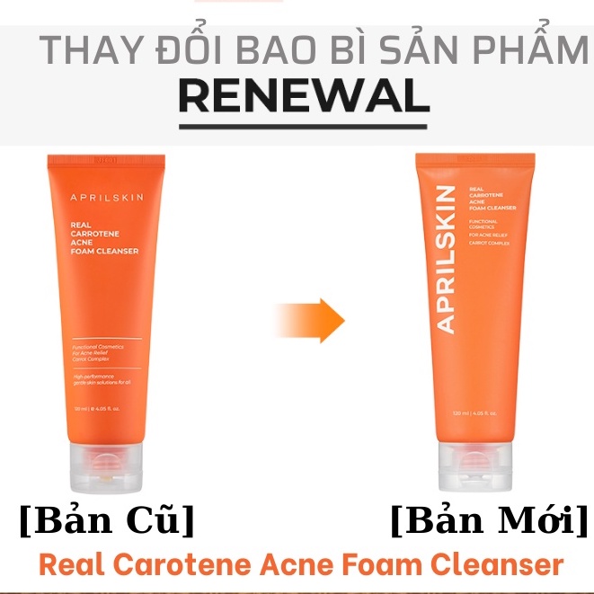 Sữa Rửa Mặt Sạch Mụn Từ Cà Rốt APRILSKIN Carrot Acne Foam Cleanser 120ml