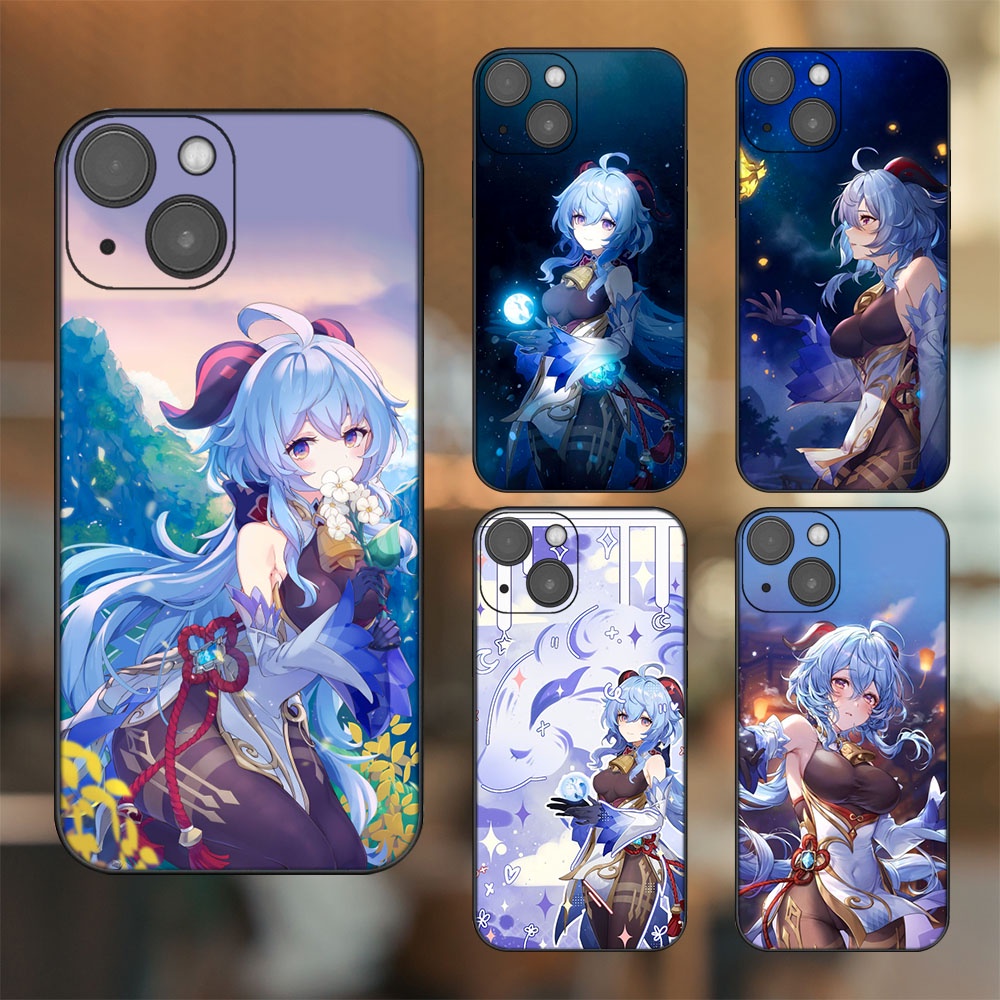 Ốp lưng iPhone 14 dẻo đen cạnh vuông in hình Ganyu Genshin Impact