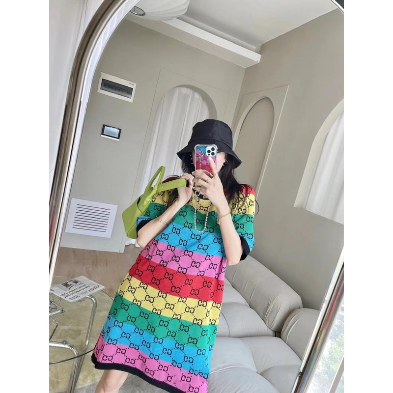 Đầm Len Suông | Len phối màu tay ngắn | Đầm Quảng Châu Đầm Nữ Dễ Thương, Sang Trọng | BigBuy360 - bigbuy360.vn