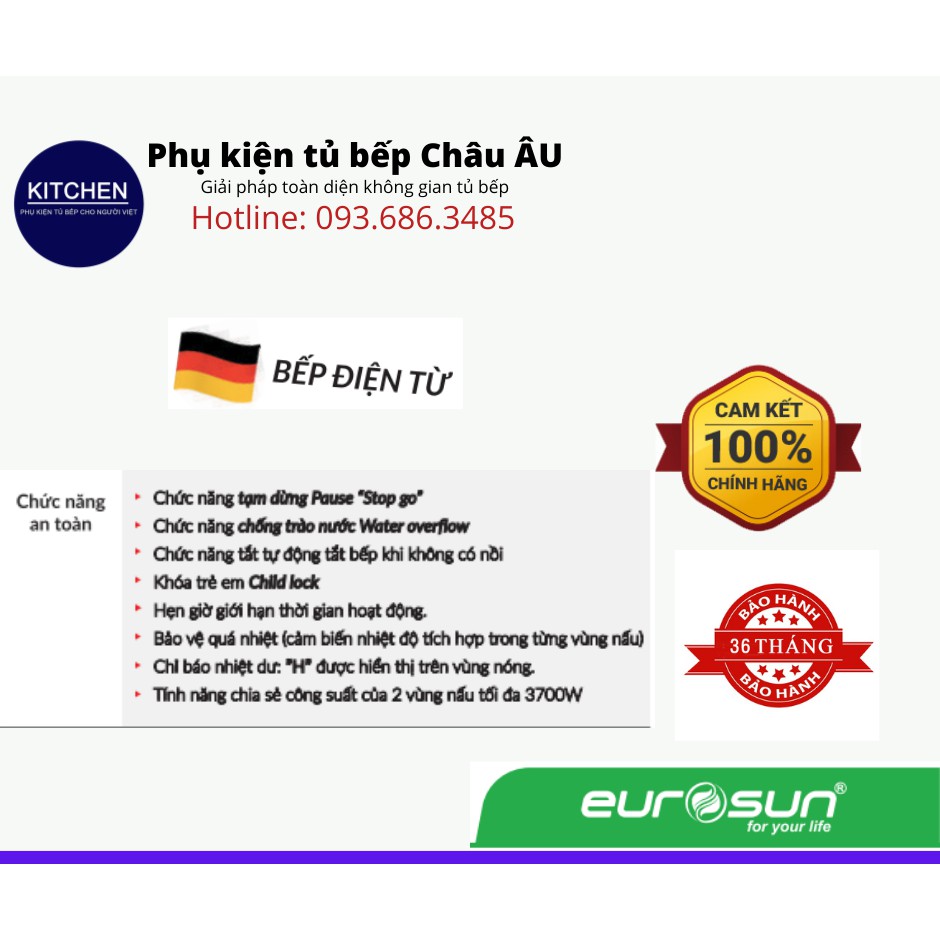 BẾP TỪ 2 VÙNG NẤU EUROSUN EU-T892G chính hãng