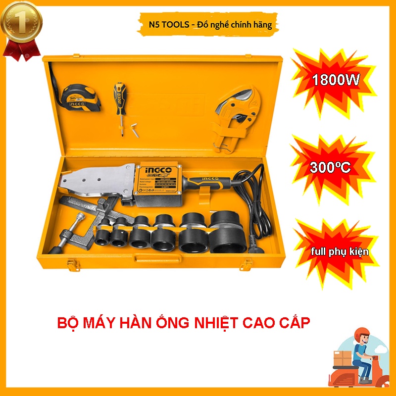 Máy hàn ống nhựa chịu nhiệt PP-R, PE, PPC 1500W Ingco PTWT215002, tản nhiệt mang cá AC 220V Tự động chỉnh nhiệt