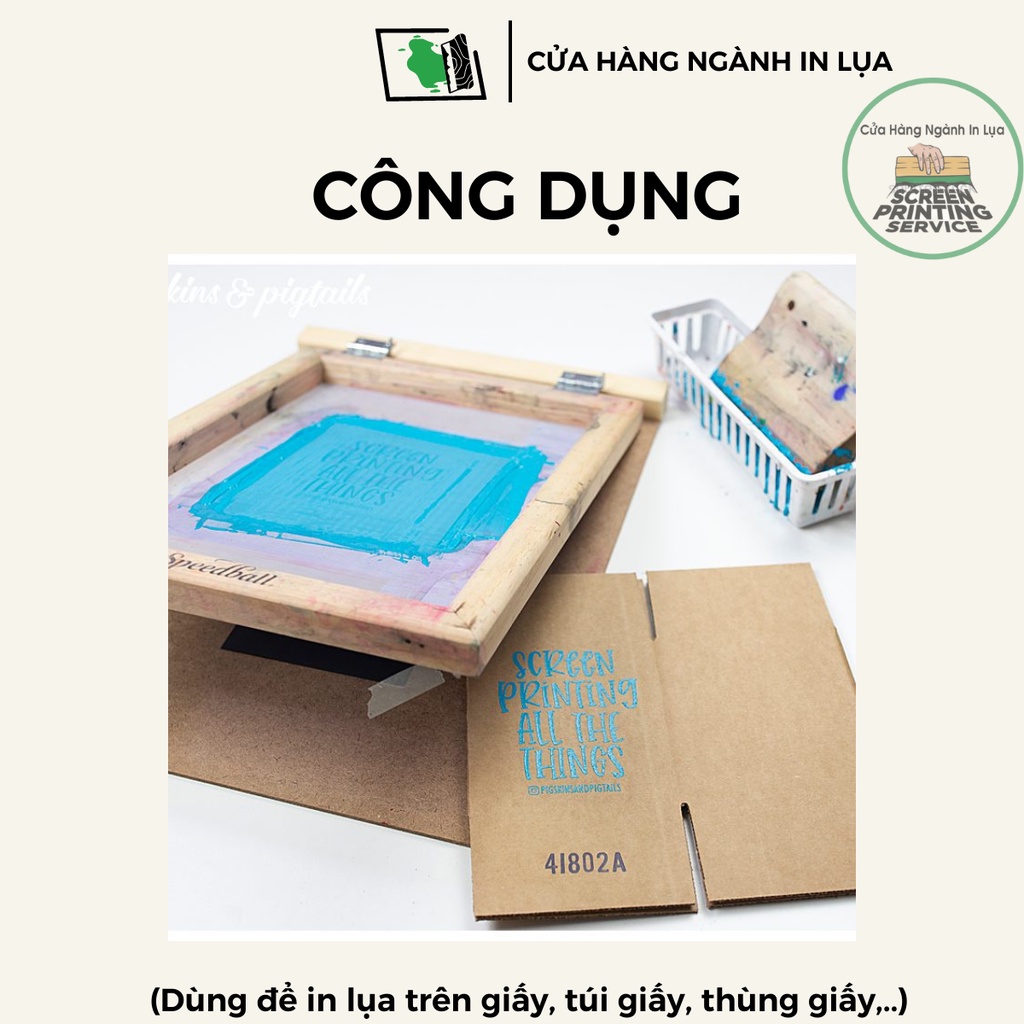 Combo mực in lụa trên giấy, thiệp cưới, brochure, catalogue chậm khô