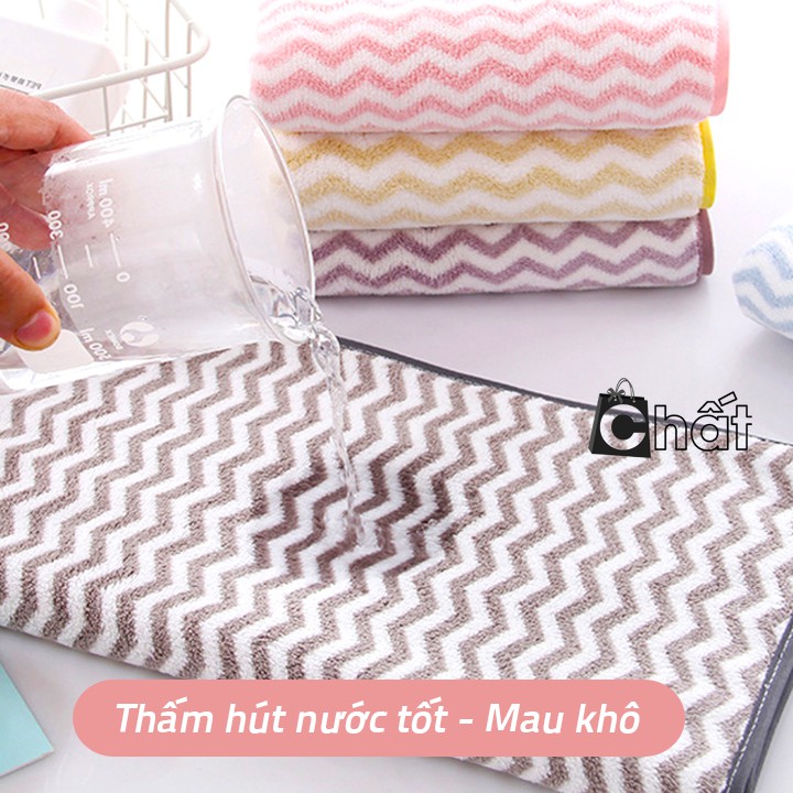 Khăn tắm san hô Hàn Quốc kiểu sọc siêu thấm hút 140x70cm