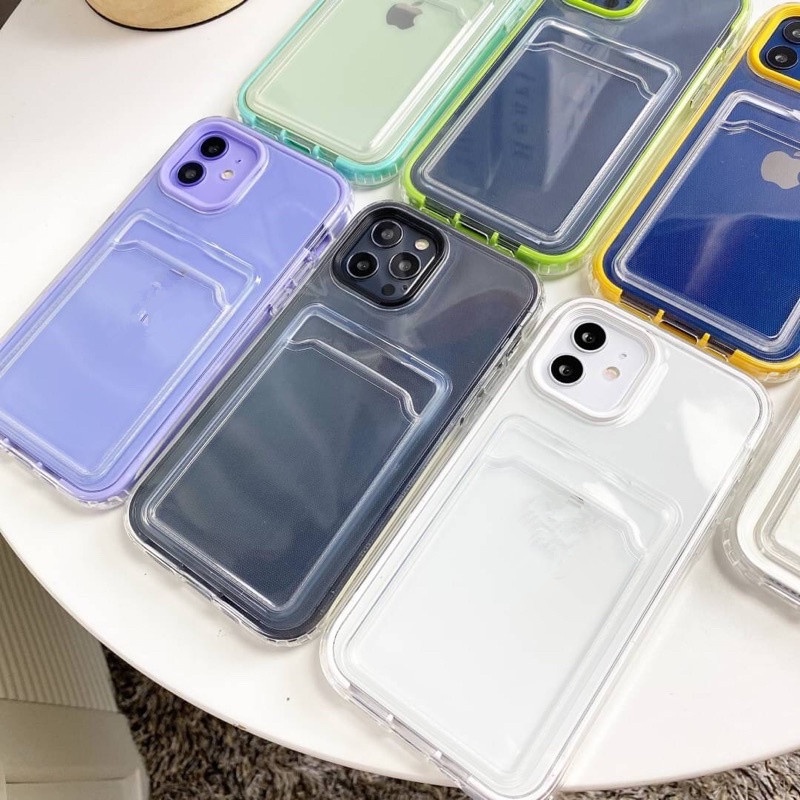 Ốp Điện Thoại TPU Mềm Trong Suốt Chống Sốc Chống Rơi Có Ngăn Đựng Thẻ Và Giá Đỡ Cho iPhone 14 13 12 Pro Max 11 Pro Max XR 7 8 Plus