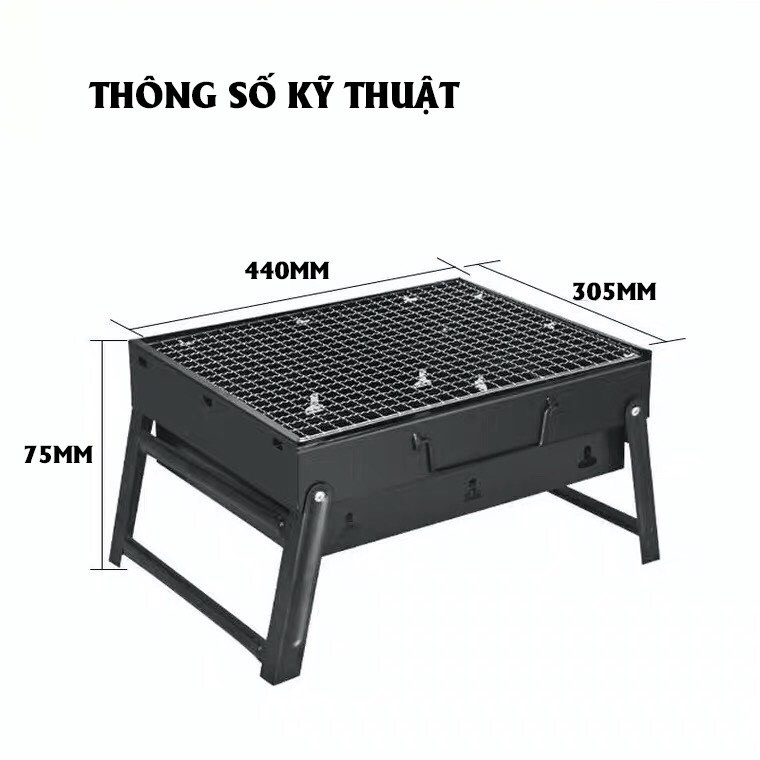 Bếp nướng than hoa BBQ MD8009 ngoài trời cao cấp INOX toàn phần , Có Thể Gấp Gọn Chân Cao Xếp Kèm Phụ Kiện