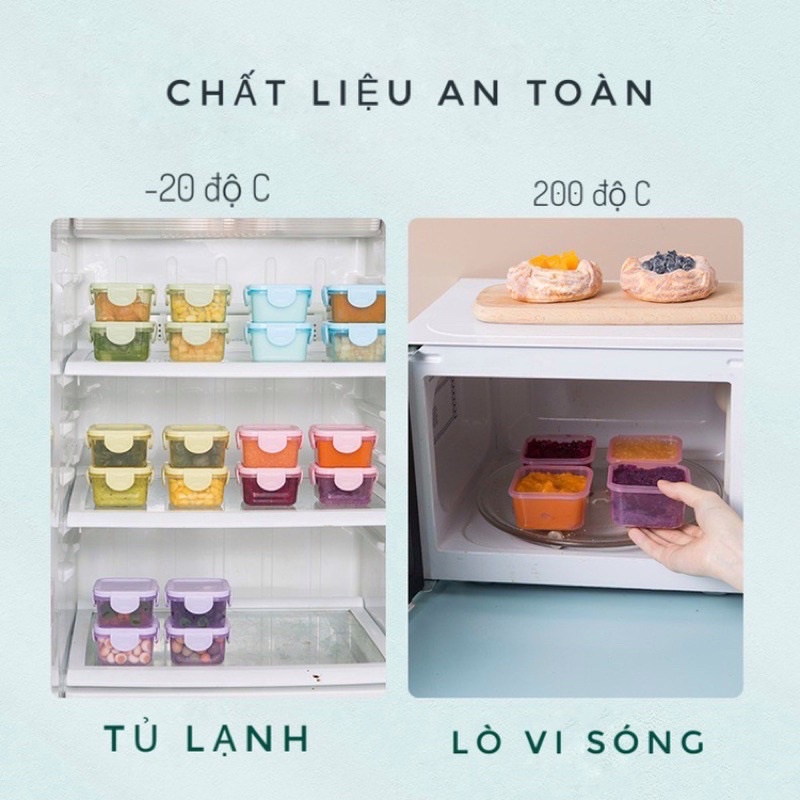 Hộp trữ đông, hộp đưng thức ăn có nắp Nắng Store bảo quản đồ ăn dặm riêng biệt cho bé chống rò rỉ