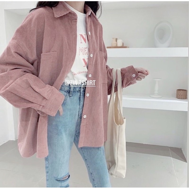 ÁO KHOÁC SƠ MI NHUNG DÁNG RỘNG PHONG CÁCH HÀN QUỐC | BigBuy360 - bigbuy360.vn