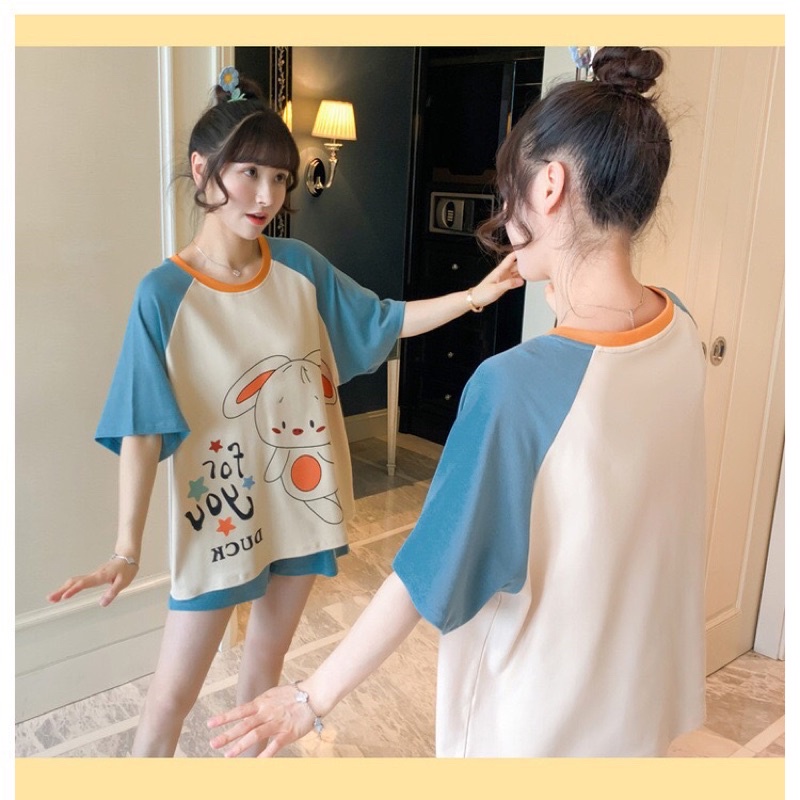 [Rẻ vô địch] Set bộ đùi thỏ xanh freesize 38-65kg dành cho nữ