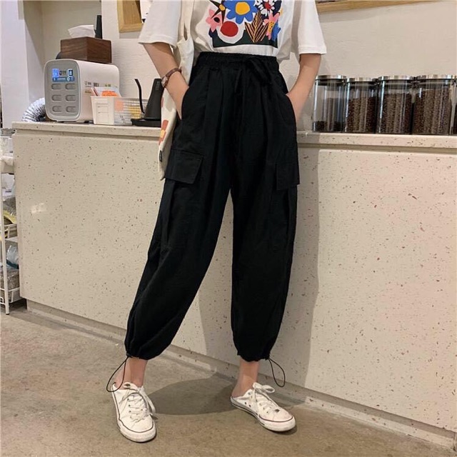 Quần Jogger Box Trơn/ Set Croptop Nút Jogger Box Ảnh Thật
