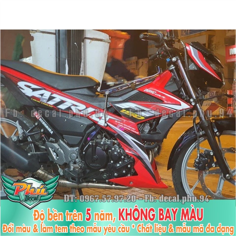 Tem rời Satria đỏ trắng bạc xám -1