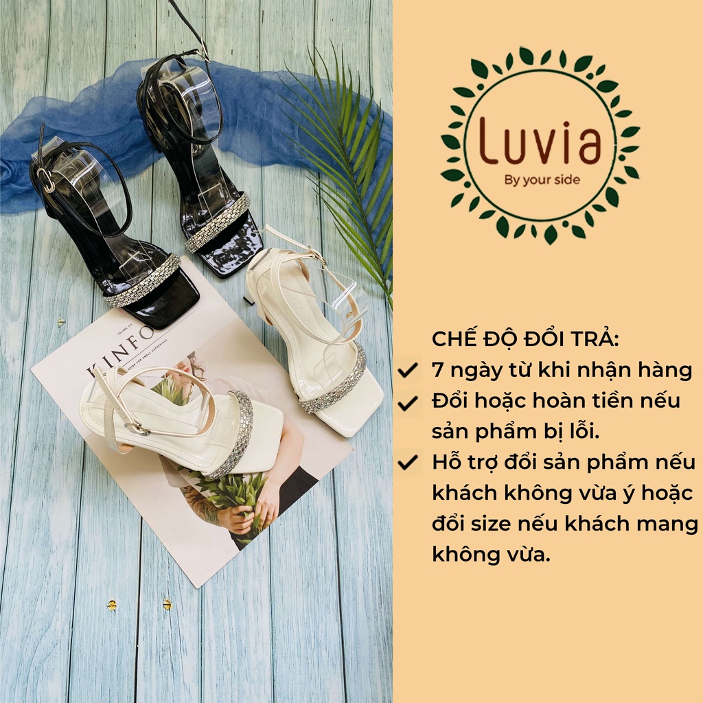 Giày sandal cao gót 11p gót nhọn quai đính đá Luvia 30CG