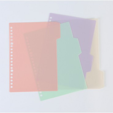 Set 4 Tab Bìa Phân Trang Nhựa cho Sổ Còng A5, B5, A4 Tab Divider.