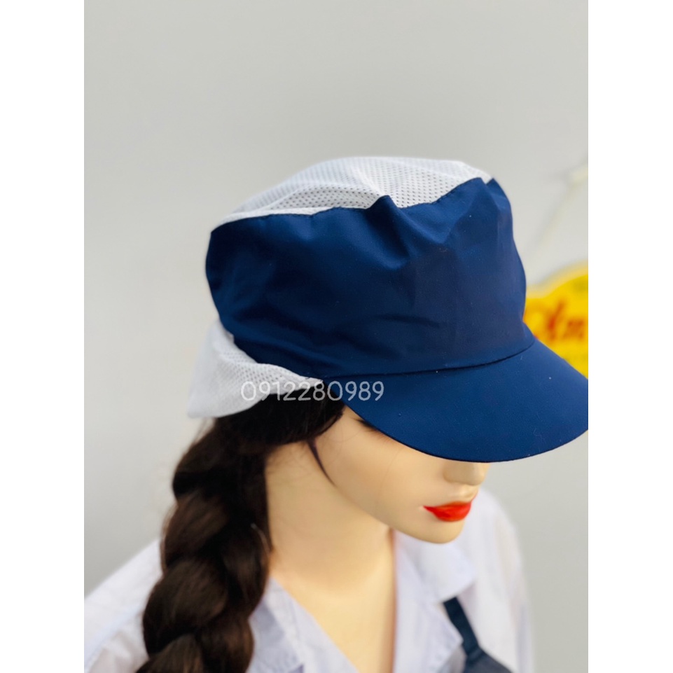 Tạp dề yếm chống thấm nước màu xanh đen, tạp dề thủy sản _ Hình chụp thật