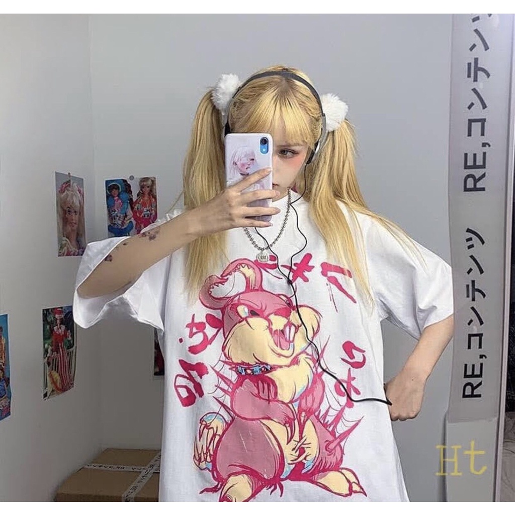 Áo phông thỏ hồng chữ nhật