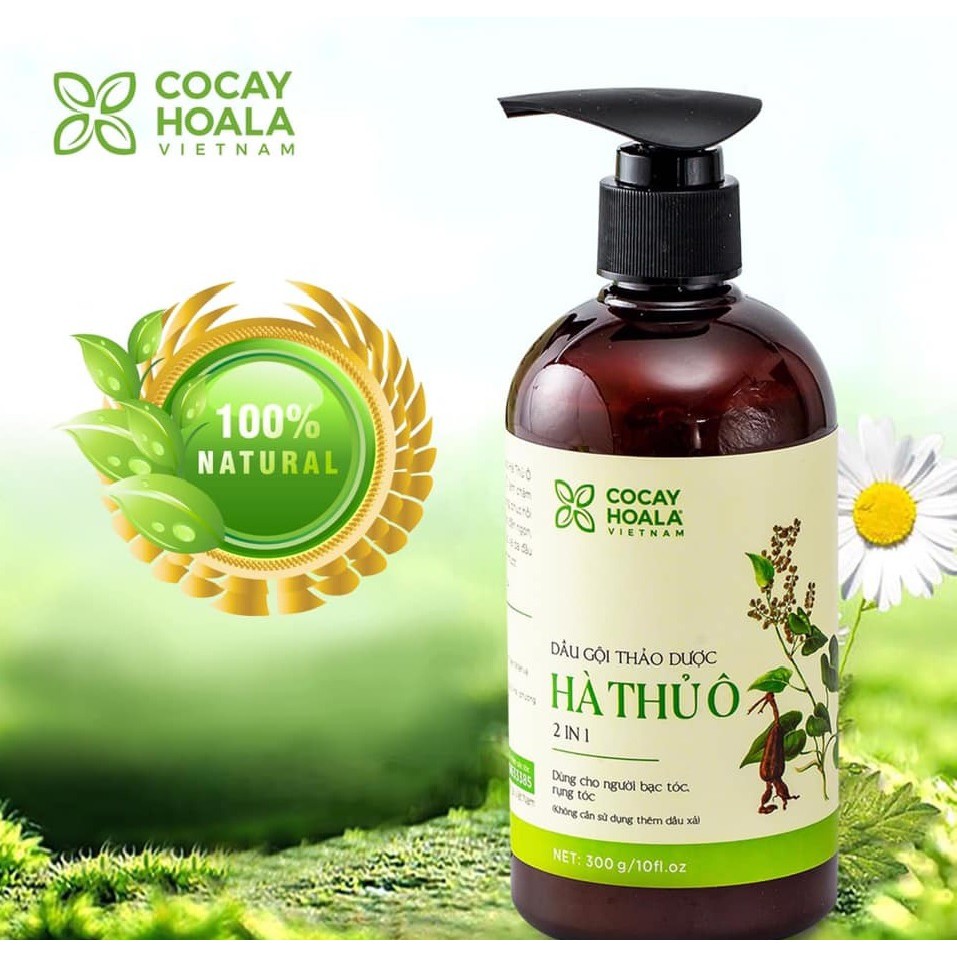 Dầu Gội Thảo Dược Hà Thủ Ô 2in1 Giảm Rụng Tóc Bạc Tóc Giúp Tóc Chắc Khỏe, CoCayHoaLa Chai 450g