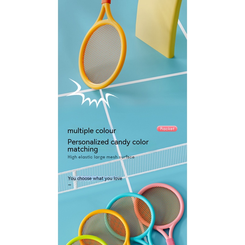Bộ Vợt Tennis Và 1 Quả Cầu Lông Mềm Mại Kích Thước 17 Inch Dành Cho Bé Chơi Trong Nhà / Ngoài Trời