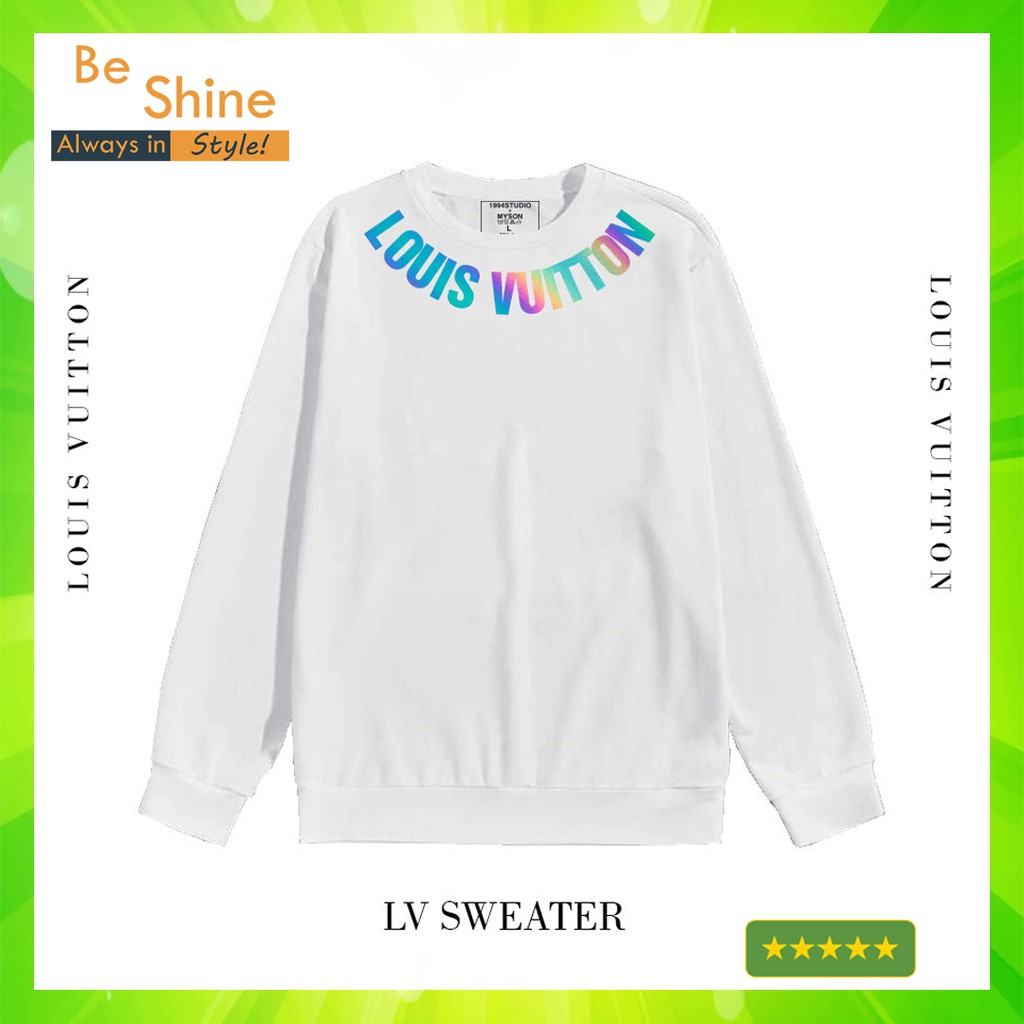 Áo Sweater Phản Quang 7 màu In Chữ Louis Vuitton Áo Nỉ Nam Nữ Dài tay Unisex in hiệu ứng Hologram [KIS OFFICIAL]