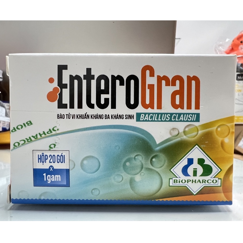 Men Enterogan bào tử vi khuẩn đa kháng sinh giúp hệ tiêu hóa tốt,ổn định. Hộp 20 gói