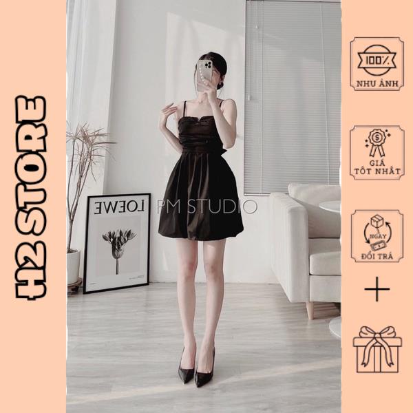 Váy hai dây li đen phồng hai lớp cực xinh