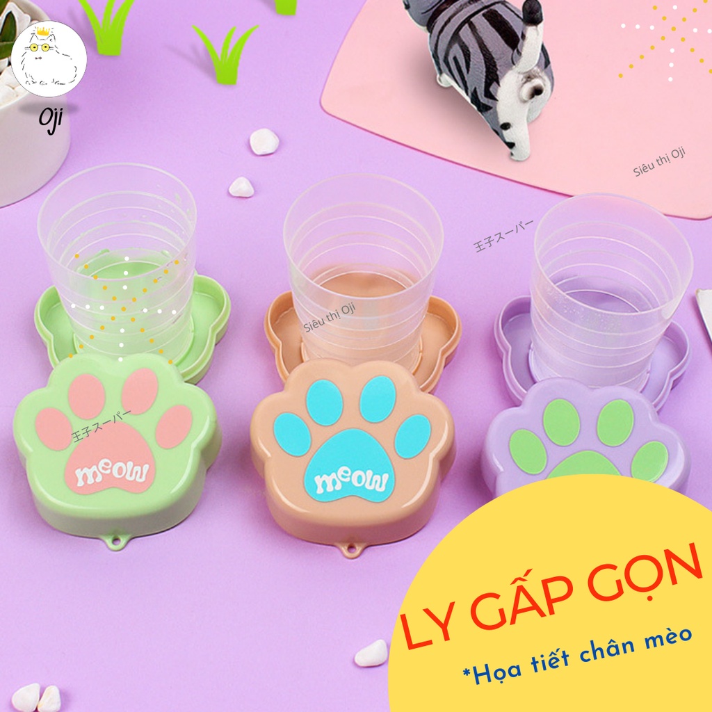 Ly Uống Nước Gấp Gọn, Họa Tiết Chân Mèo
