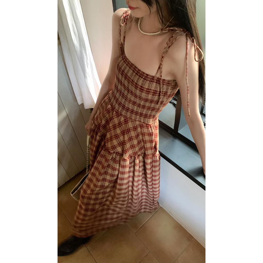 61374 Đầm Dài Hai Dây Kẻ Sọc Mùa Hè