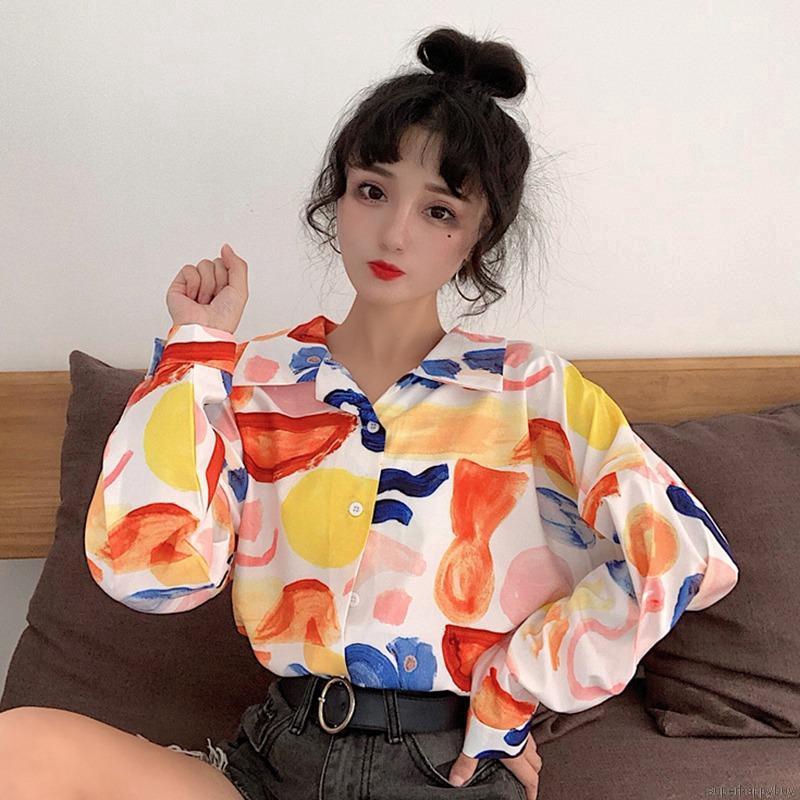 Áo sơ mi nữ tay dài kiểu dáng Hawaii phong cách hồng kông | BigBuy360 - bigbuy360.vn