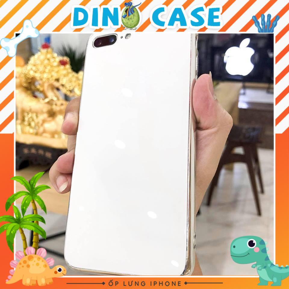 Ốp Lưng Kính Cường Lực Siêu Bền- Viền silicon đồng màu iPhone6/6s/7/7P/8P/X/XsMax 11 11Pro Max