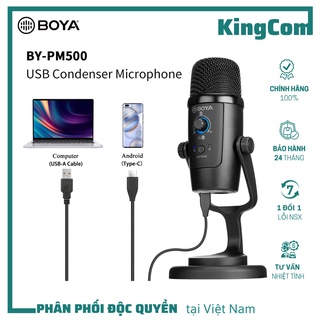 BOYA BY-PM500 - Micro Thu Âm Cổng USB-A & USB-C Dùng Thu Cho Điện Thoại, Máy Tính, PC - Hàng Chính Hãng/Bảo Hành 2 Năm