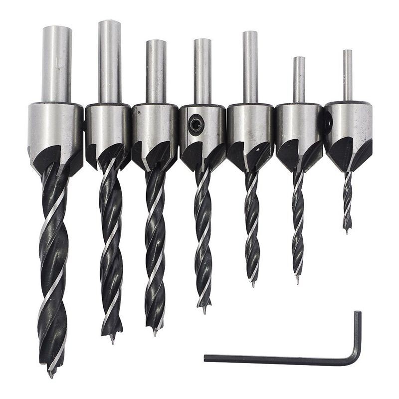 7pcs Countersink Drill Bits Set Screw Woodworking Chamfer Tool carpenter reamer core drill 3-10mm