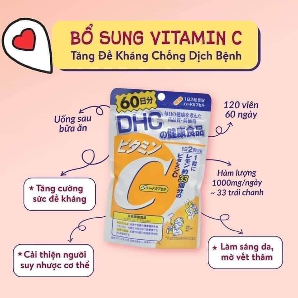 HÀNG NHẬP KHẨU - Viên Uống DHC Bổ Sung Vitamin C Nhật Bản Làm Trắng Sáng Da Mờ Thâm Chống Lão Hoá Tăng Đề Kháng Collagen