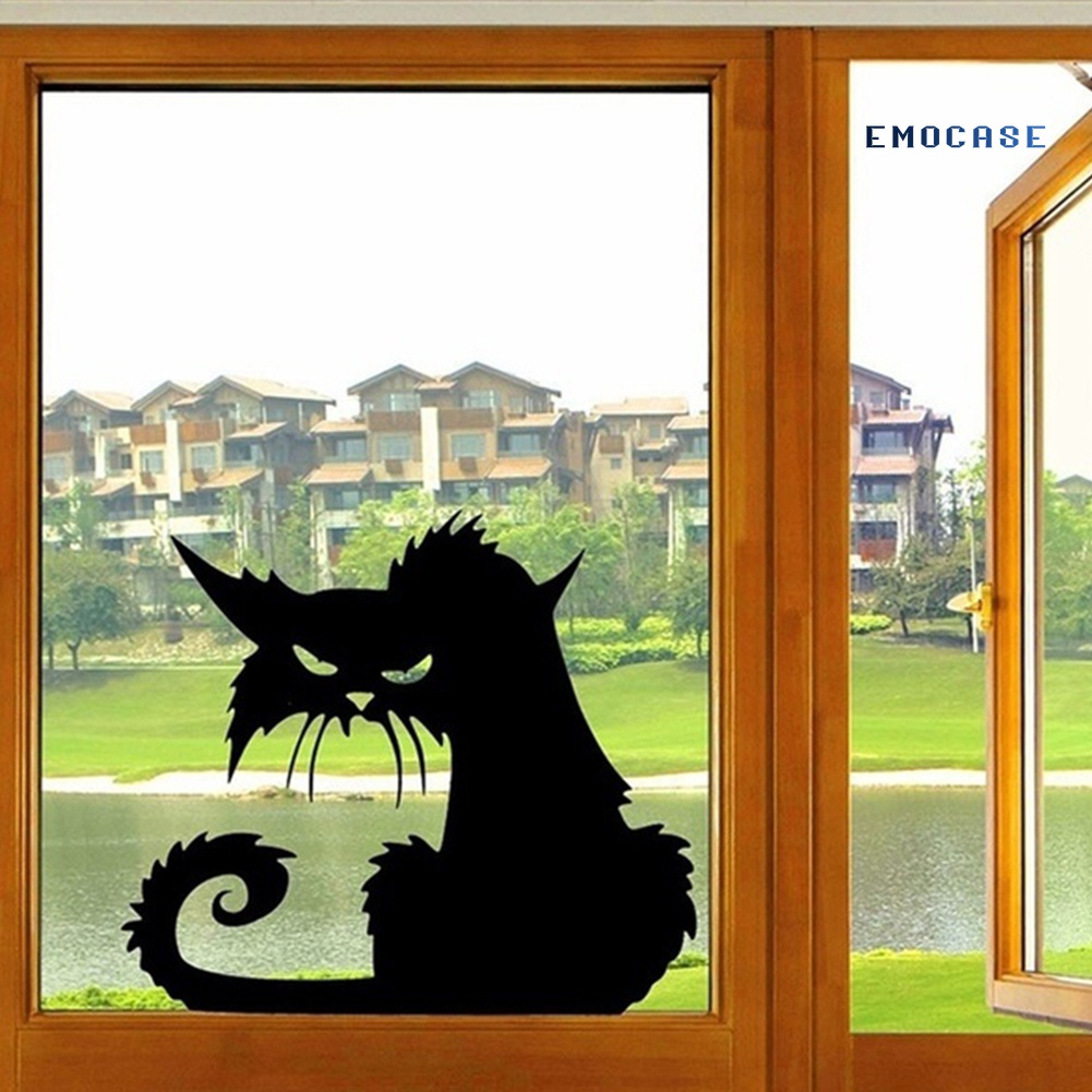 Đề Can Dán Tường / Cửa DIY Hình Mèo Đen Chống Nước Trang Trí Nhà Cửa