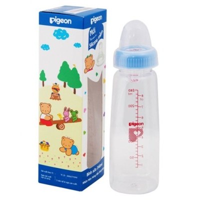 Bình sữa Pigeon tròn - Núm vú silicone:240ml
